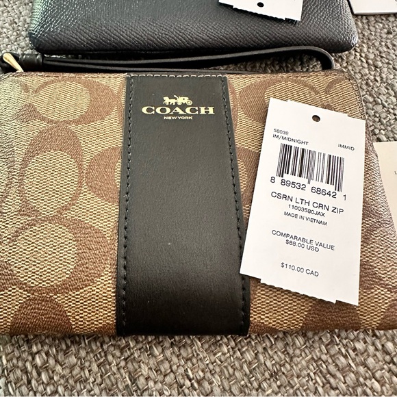 NWT (2) COACH WRISTLETS brown and navy blue - Picture 5 of 11